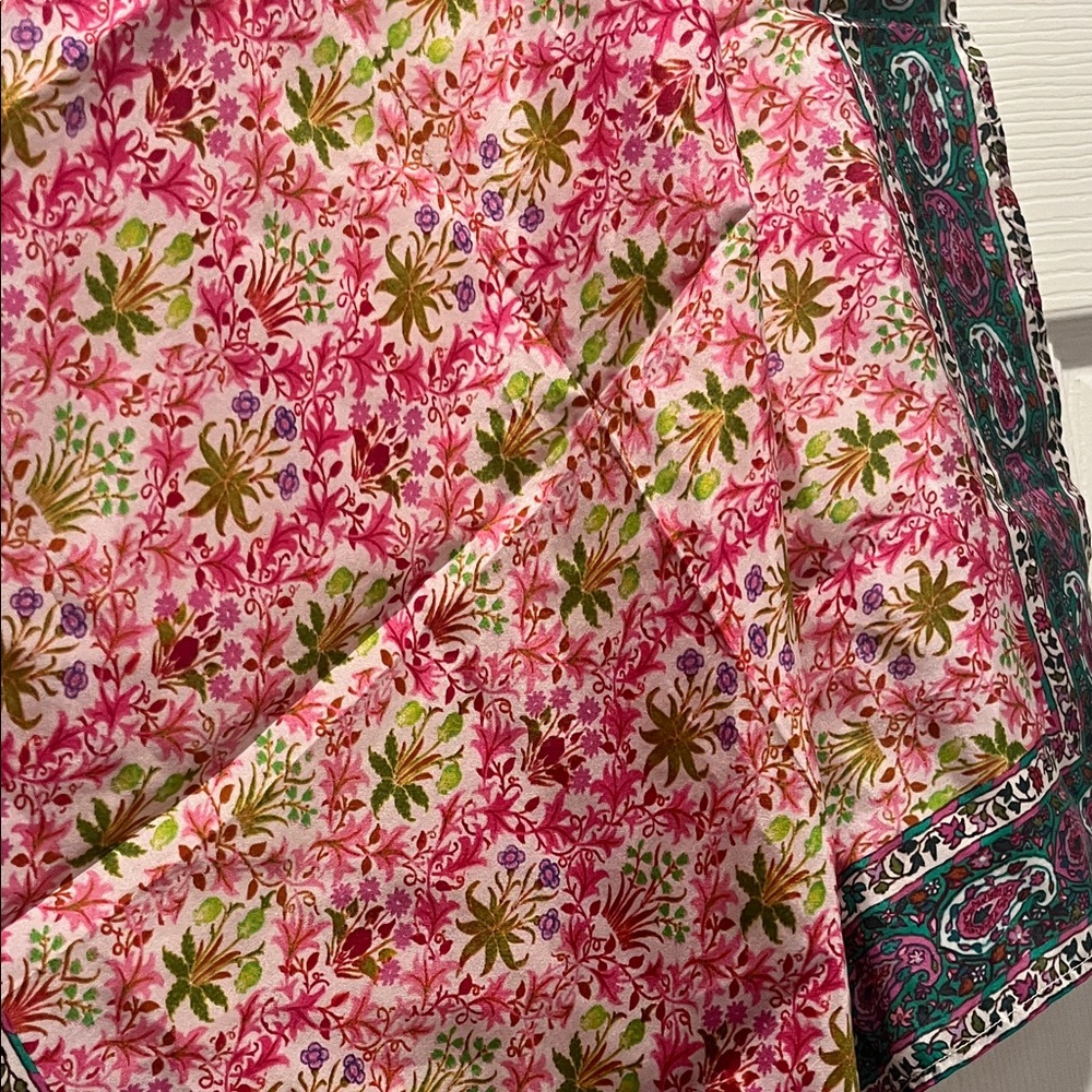 Anthropologie Pink and Green Floral Scarf